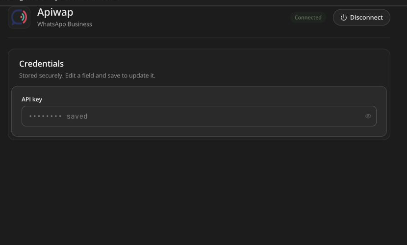 Apiwap WhatsApp credentials in Centipid