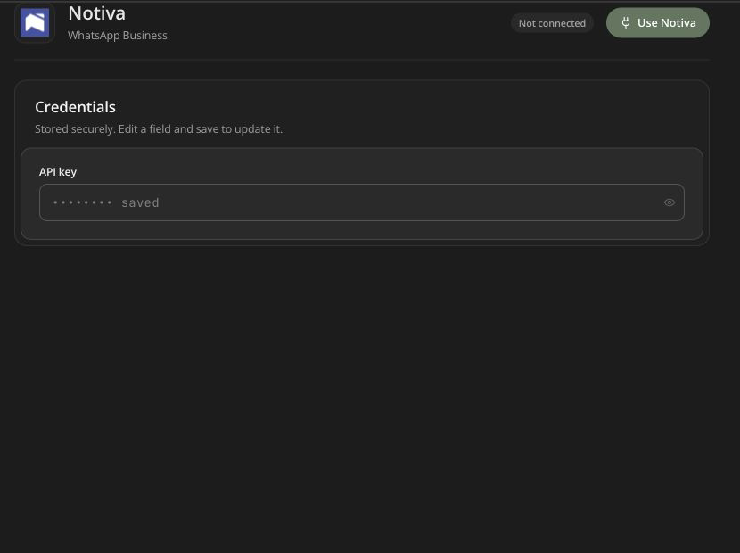 Notiva WhatsApp credentials in Centipid